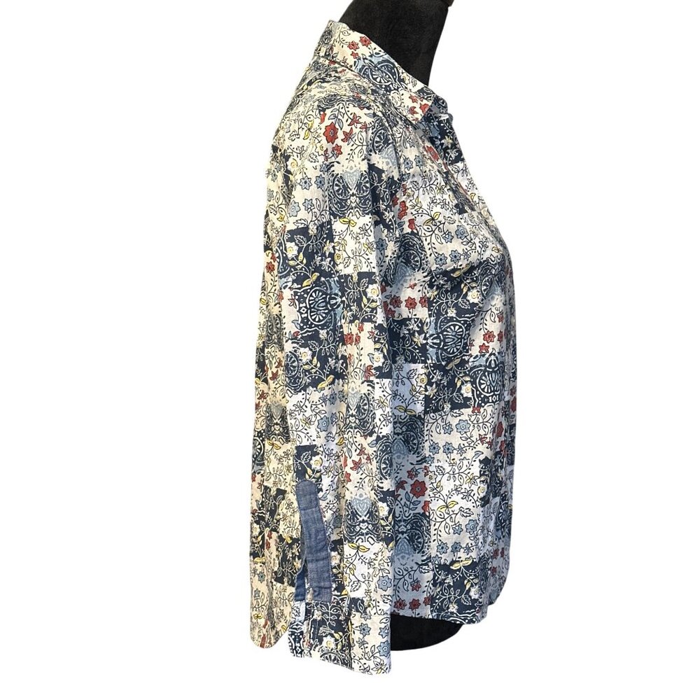 Style & Co Womens Floral Patchwork Button-Up Shirt P/S Casual Top 100% Cotton Lo - Picture 3 of 5